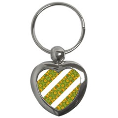 Indian Floral Pattern Stripes Key Chains (heart)  by dflcprints