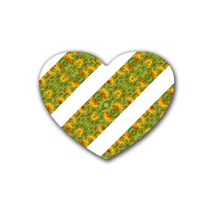 Indian Floral Pattern Stripes Rubber Coaster (heart)  by dflcprints