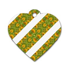 Indian Floral Pattern Stripes Dog Tag Heart (two Sides) by dflcprints