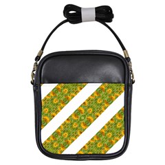 Indian Floral Pattern Stripes Girls Sling Bags by dflcprints