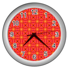 Peach Apricot Cinnamon Nutmeg Kitchen Modern Abstract Wall Clocks (silver)  by DianeClancy