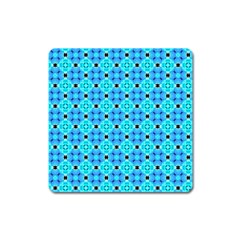 Vibrant Modern Abstract Lattice Aqua Blue Quilt Square Magnet by DianeClancy