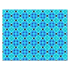 Vibrant Modern Abstract Lattice Aqua Blue Quilt Rectangular Jigsaw Puzzl by DianeClancy