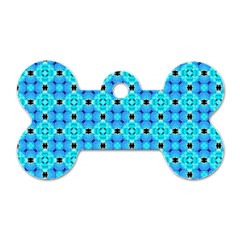 Vibrant Modern Abstract Lattice Aqua Blue Quilt Dog Tag Bone (two Sides) by DianeClancy