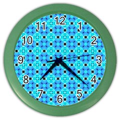 Vibrant Modern Abstract Lattice Aqua Blue Quilt Color Wall Clocks by DianeClancy