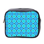 Vibrant Modern Abstract Lattice Aqua Blue Quilt Mini Toiletries Bag 2-Side Front