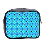 Vibrant Modern Abstract Lattice Aqua Blue Quilt Mini Toiletries Bag 2-Side Back