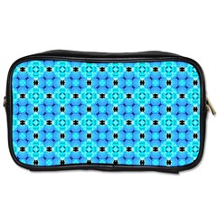 Vibrant Modern Abstract Lattice Aqua Blue Quilt Toiletries Bags by DianeClancy