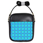 Vibrant Modern Abstract Lattice Aqua Blue Quilt Girls Sling Bags Front