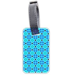 Vibrant Modern Abstract Lattice Aqua Blue Quilt Luggage Tags (two Sides) by DianeClancy