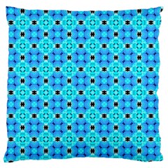 Vibrant Modern Abstract Lattice Aqua Blue Quilt Large Cushion Case (one Side) by DianeClancy