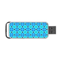 Vibrant Modern Abstract Lattice Aqua Blue Quilt Portable Usb Flash (one Side) by DianeClancy