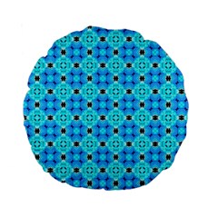 Vibrant Modern Abstract Lattice Aqua Blue Quilt Standard 15  Premium Round Cushions by DianeClancy