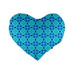 Vibrant Modern Abstract Lattice Aqua Blue Quilt Standard 16  Premium Heart Shape Cushions Front