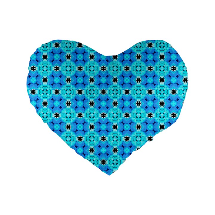 Vibrant Modern Abstract Lattice Aqua Blue Quilt Standard 16  Premium Heart Shape Cushions