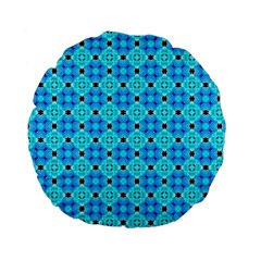 Vibrant Modern Abstract Lattice Aqua Blue Quilt Standard 15  Premium Flano Round Cushions by DianeClancy