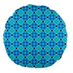 Vibrant Modern Abstract Lattice Aqua Blue Quilt Large 18  Premium Flano Round Cushions Front