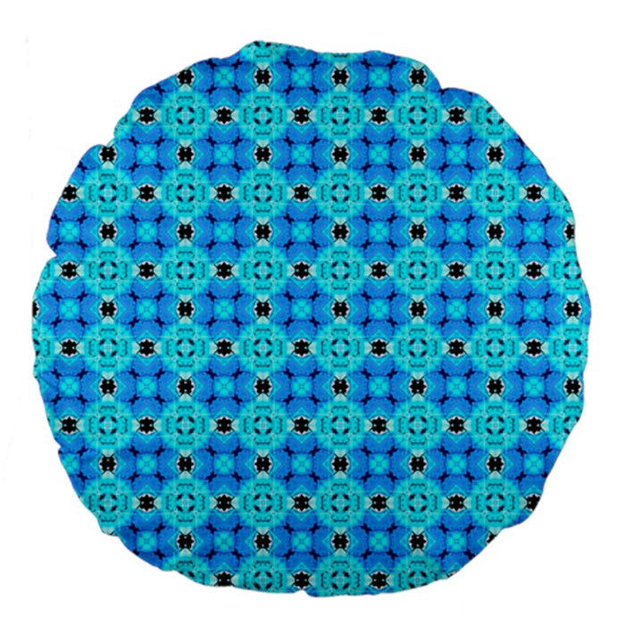 Vibrant Modern Abstract Lattice Aqua Blue Quilt Large 18  Premium Flano Round Cushions