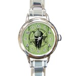 Awesome Green Skull Round Italian Charm Watch Front