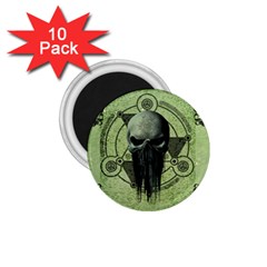 Awesome Green Skull 1 75  Magnets (10 Pack) 