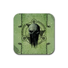 Awesome Green Skull Rubber Coaster (square)  by FantasyWorld7