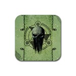 Awesome Green Skull Rubber Coaster (Square)  Front