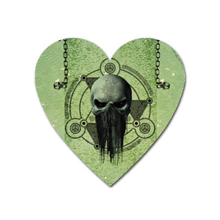 Awesome Green Skull Heart Magnet