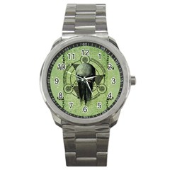 Awesome Green Skull Sport Metal Watch by FantasyWorld7