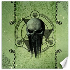 Awesome Green Skull Canvas 12  X 12   by FantasyWorld7