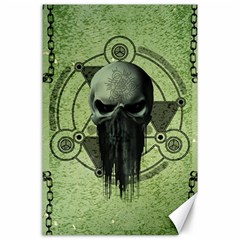 Awesome Green Skull Canvas 24  X 36  by FantasyWorld7