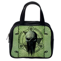 Awesome Green Skull Classic Handbags (one Side) by FantasyWorld7