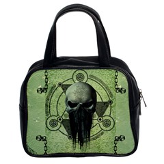 Awesome Green Skull Classic Handbags (2 Sides) by FantasyWorld7