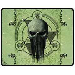 Awesome Green Skull Fleece Blanket (medium) 