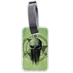 Awesome Green Skull Luggage Tags (two Sides) by FantasyWorld7