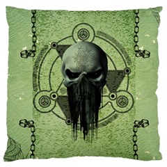 Awesome Green Skull Large Cushion Case (one Side) by FantasyWorld7