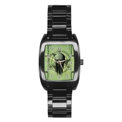 Awesome Green Skull Stainless Steel Barrel Watch by FantasyWorld7