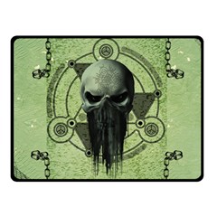 Awesome Green Skull Double Sided Fleece Blanket (small) 