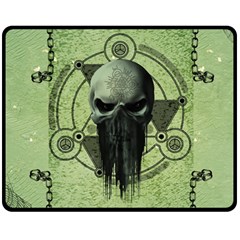 Awesome Green Skull Double Sided Fleece Blanket (medium) 