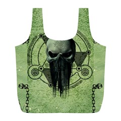 Awesome Green Skull Full Print Recycle Bags (l)  by FantasyWorld7