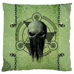 Awesome Green Skull Standard Flano Cushion Case (two Sides)