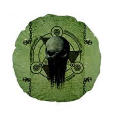 Awesome Green Skull Standard 15  Premium Flano Round Cushions