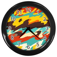 Wavy Retro  Texture           			wall Clock (black) by LalyLauraFLM