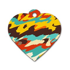 Wavy Retro  Texture           			dog Tag Heart (one Side) by LalyLauraFLM