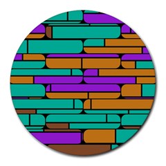 Round Corner Shapes In Retro Colors            			round Mousepad by LalyLauraFLM