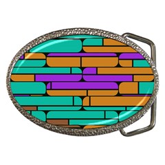 Round Corner Shapes In Retro Colors            			belt Buckle by LalyLauraFLM