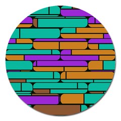 Round Corner Shapes In Retro Colors            			magnet 5  (round) by LalyLauraFLM