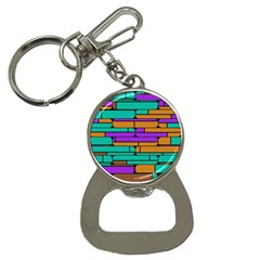 Round Corner Shapes In Retro Colors            			bottle Opener Key Chain by LalyLauraFLM