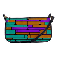 Round Corner Shapes In Retro Colors            			shoulder Clutch Bag by LalyLauraFLM