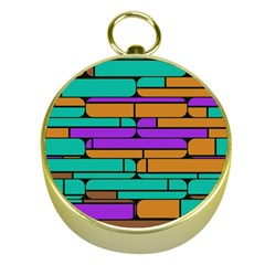 Round Corner Shapes In Retro Colors            			gold Compass