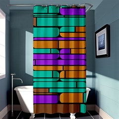 Round Corner Shapes In Retro Colors            	shower Curtain 36  X 72  by LalyLauraFLM